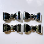 Plated Bow and Star Acrylic Beads Silver Metallic 10pcs 2