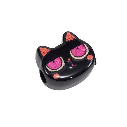 Painted Big Eyed Kitten Acrylic Beads 18mm Colorful Mixed 10pcs 14