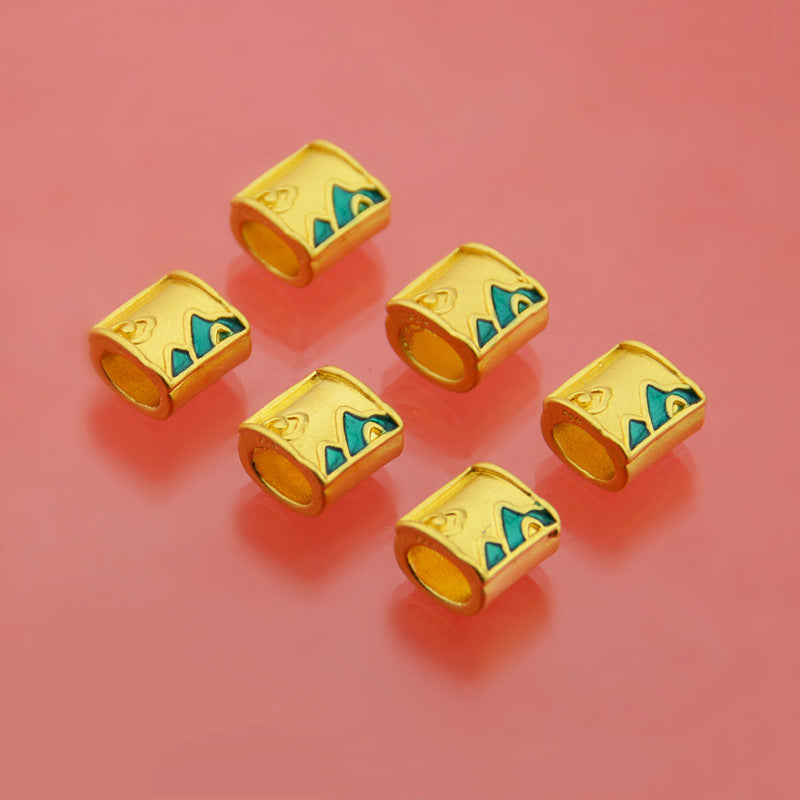 Mountain Map Enamel Alloy Tube Metal Beads 6x8mm Large Hole 20pcs 2