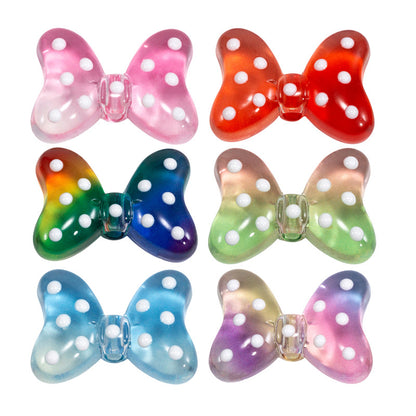 Sweet Polka Dotted Bow Acrylic Beads 29mm Colorful Mixed 10pcs 8