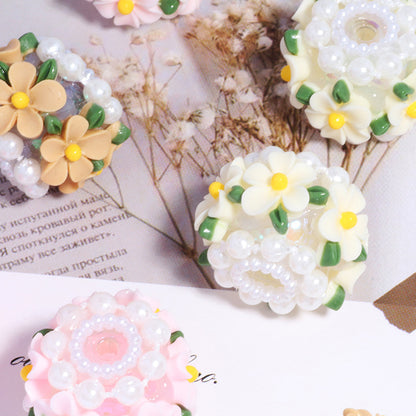 Flower Barrel Clay Beads 24mm Pastel Daisy 5pcs 8