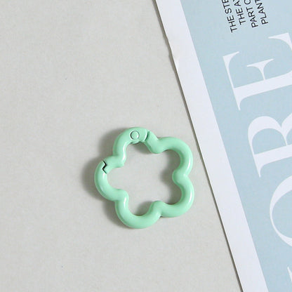 Zinc Alloy Flower Trigger Spring Key Rings 28mm 6pcs Baking Painted 11
