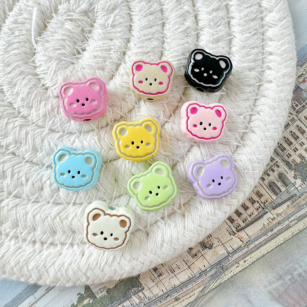 Bear Metal Beads 13mm Glossy Painted Alloy 10pcs 20