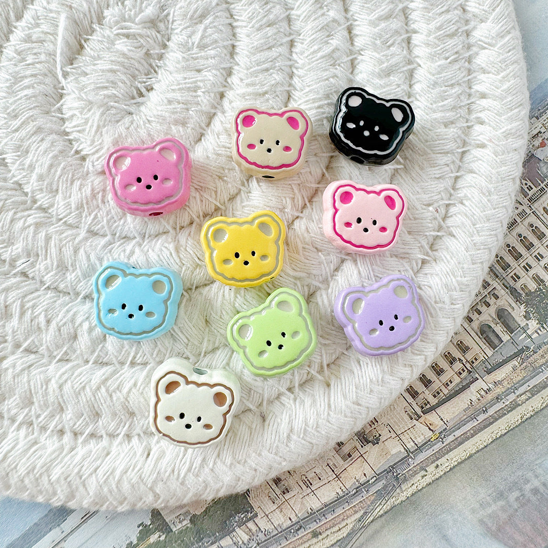 Bear Metal Beads 13mm Glossy Painted Alloy 10pcs 20