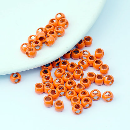 Cube Metal Beads 5mm Baking Painted Zinc Alloy 50pcs 11