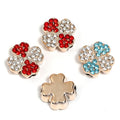 Two-Color Four-Leaf Clover Rhinestone Beads 16mm Acrylic Pave 50pcs 6