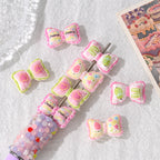 Sweet Pink Bow Acrylic Beads 21mm Decorative 10pcs