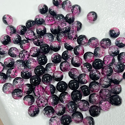 Crackle Round Glass Beads 10mm Vibrant Colors Sparkling Texture 100pcs 7