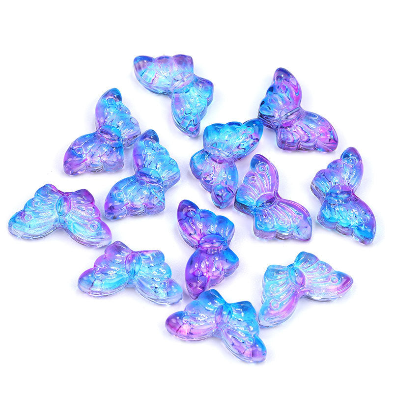 Electroplated Butterfly Glass Beads 8mm x 15mm Shimmering Colors 100pcs 3