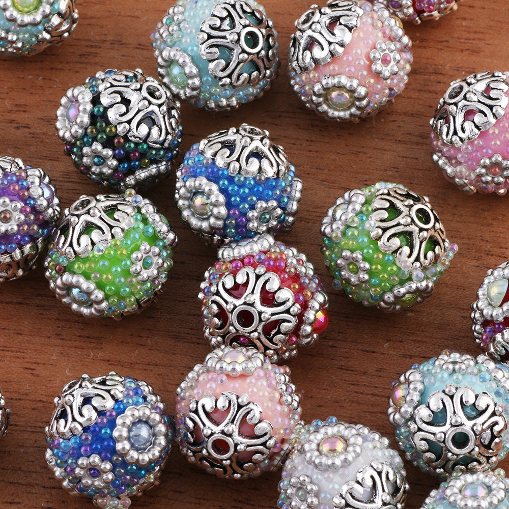 Embellished Bubblegum Beads 17mm Antique Nepal Style 5pcs 2