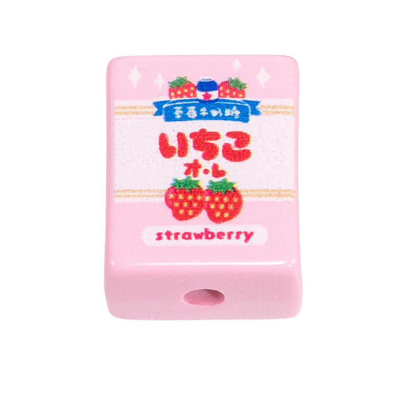 Painted Square Acrylic Beads 20mm Cartoon Snack Box 10pcs 7