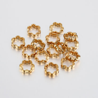 Hollow Six Petal Flower CCB Plastic Beads 12mm Metallic Tones 100pcs 6