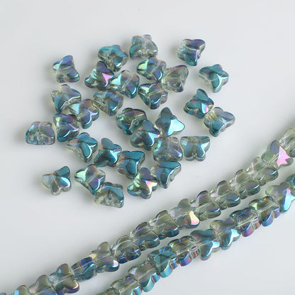 Electroplated Butterfly Glass Beads 8mm Iridescent Gold Purple Crystal 50pcs 13