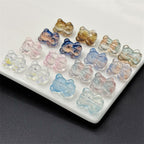 Transparent Bear Glass Beads 13x16mm Pastel Colors 100pcs