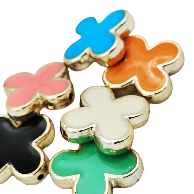 Clover Enamel CCB Plastic Acrylic Beads 30mm Glossy Gold Outline 50pcs 4