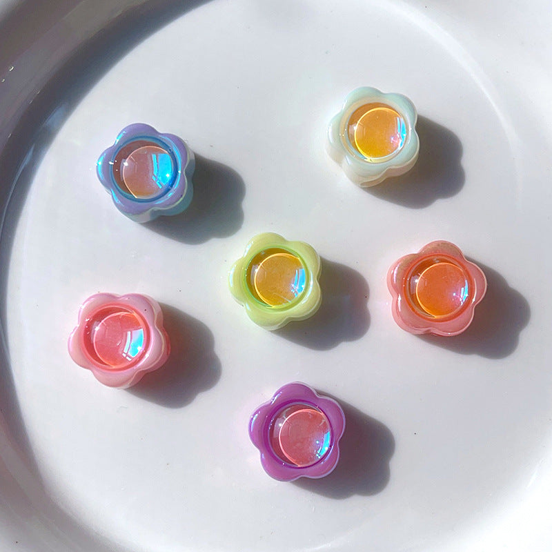 Flower Acrylic Beads 15mm Imitation Opal Encrusted Pastel 10pcs 4