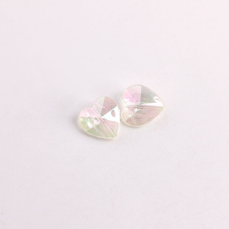 Plating Faceted Heart Acrylic Beads 13mm Transparent AB Colored 100pcs 6