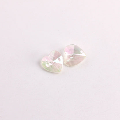 Plating Faceted Heart Acrylic Beads 13mm Transparent AB Colored 100pcs 6
