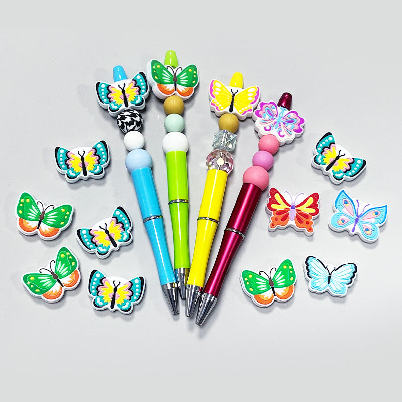 Silicone Focal Beads Butterfly Colorful Wing Patterns 20pcs 2
