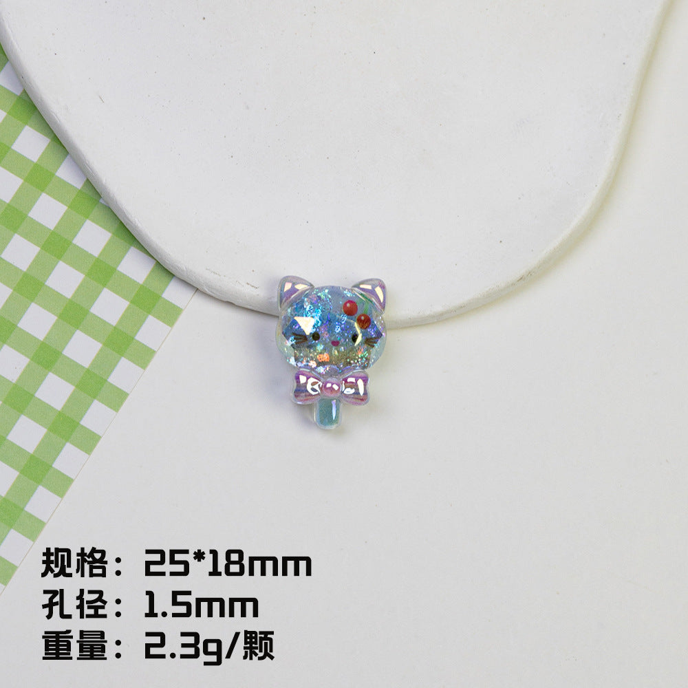 Plating Shimmer Hello Kitty Resin Beads 25mm Magic Wand 20pcs 7