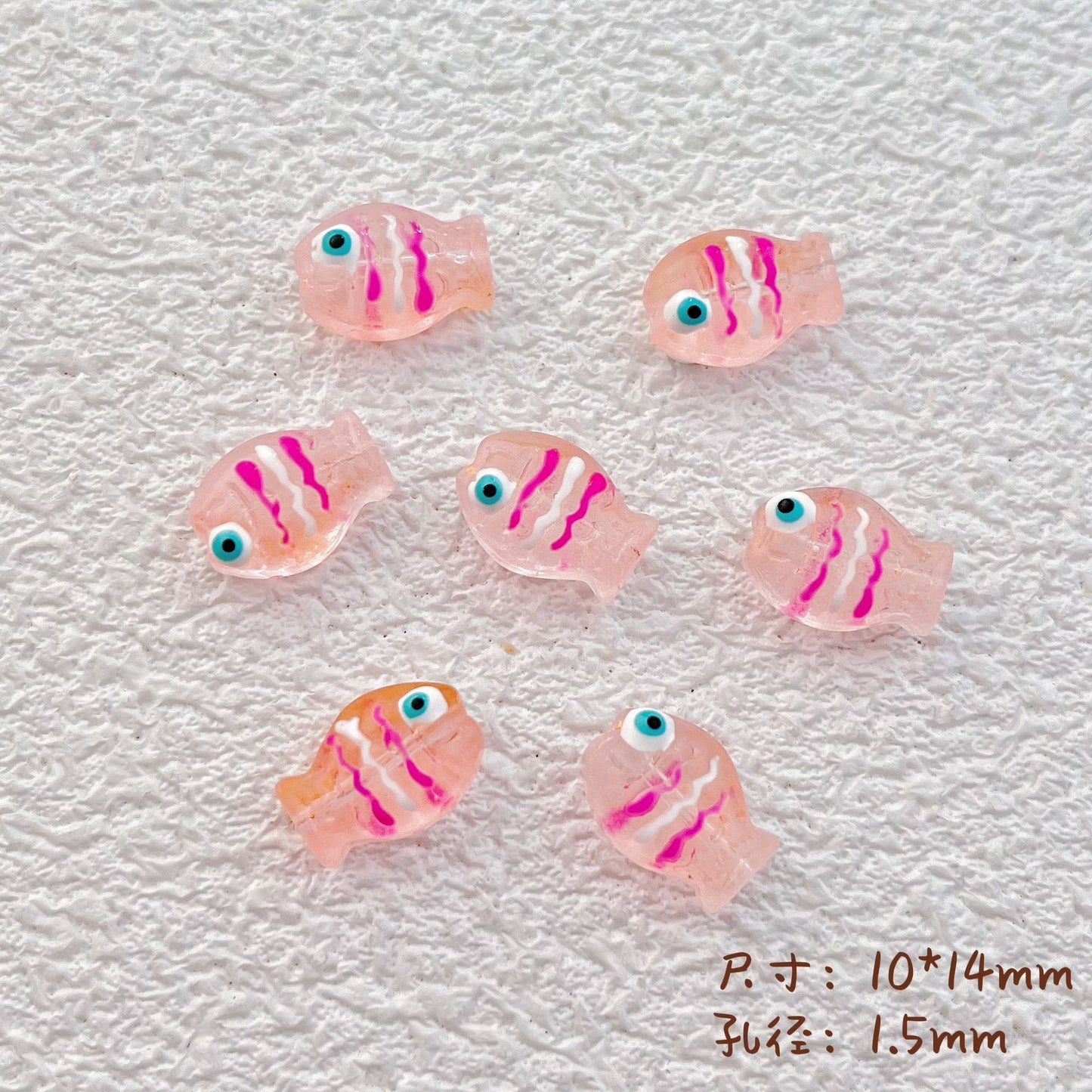 Hand Painted Fish Enamel Glass Beads 10x14mm Translucent Colorful 1pc 8
