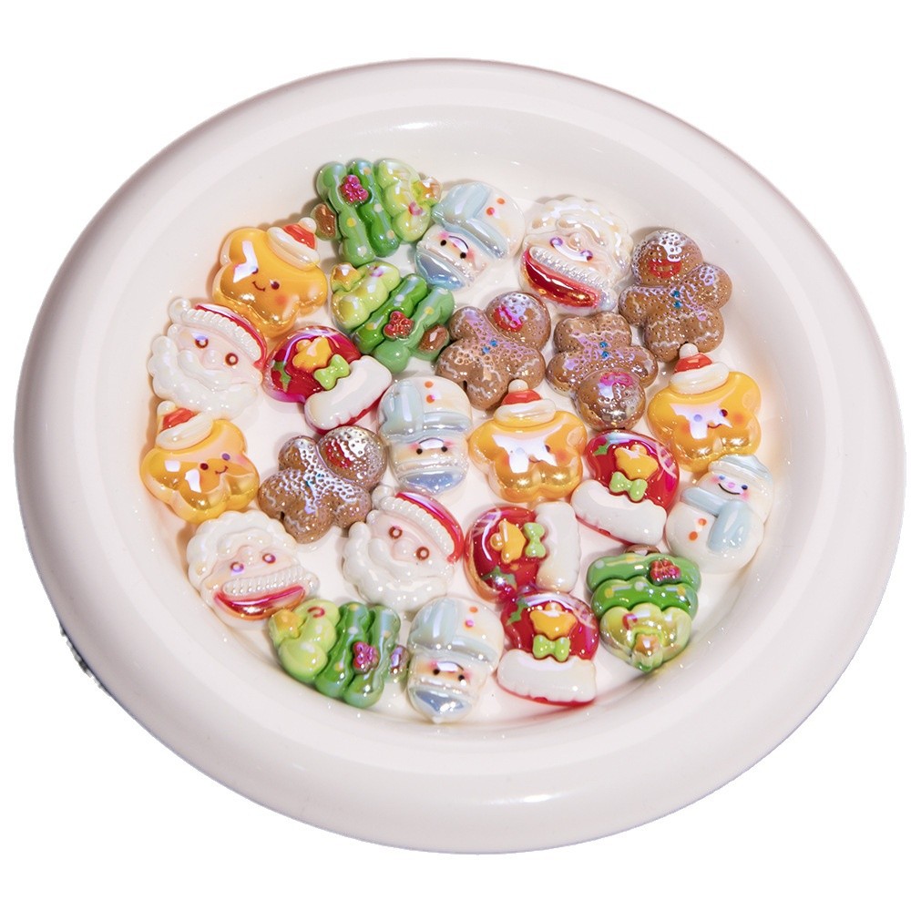 Electroplating Christmas Series Resin Beads Festive Holiday Design 20pcs 5