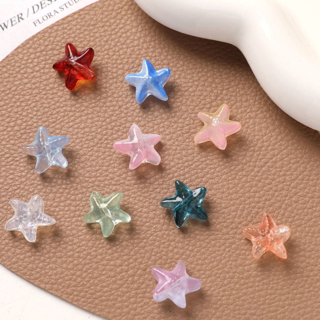 Lampwork Glass Beads Irregular Starfish 15mm Translucent Colors 20pcs