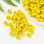 Flat Clay Beads 10mm Yellow Smiley Face Polymer 200pcs 2