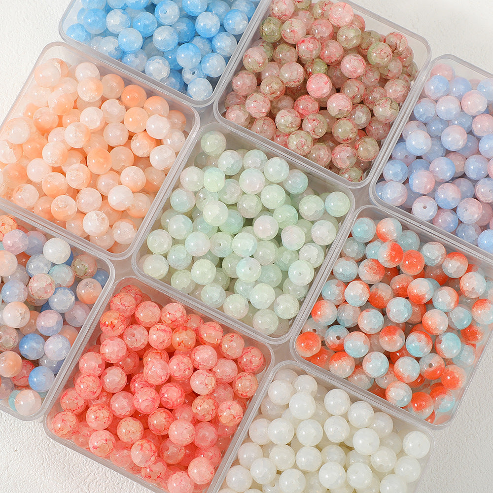 Crackle Round Glass Beads 10mm Antique Style Gradient Pastel 100pcs