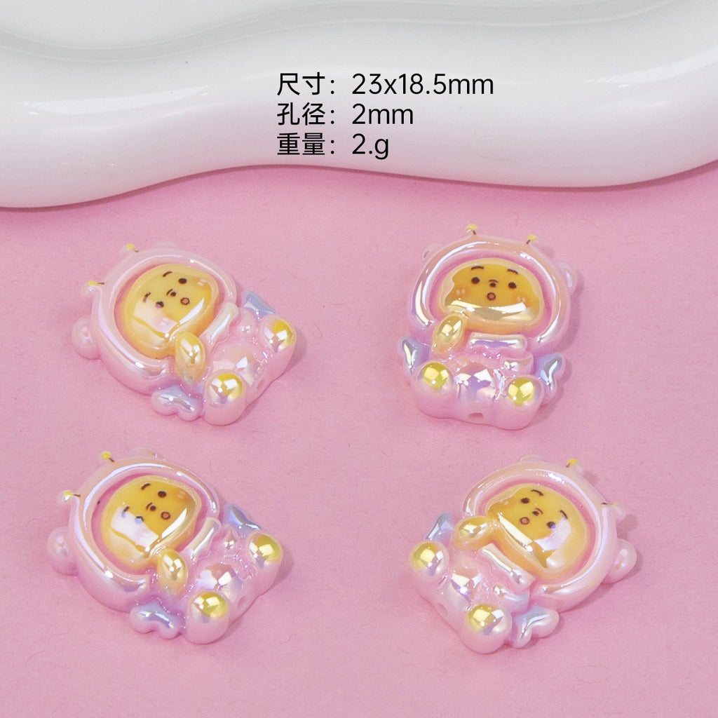 Glossy Pastel Resin Bear Resin Beads Playful Charm 10pcs 6