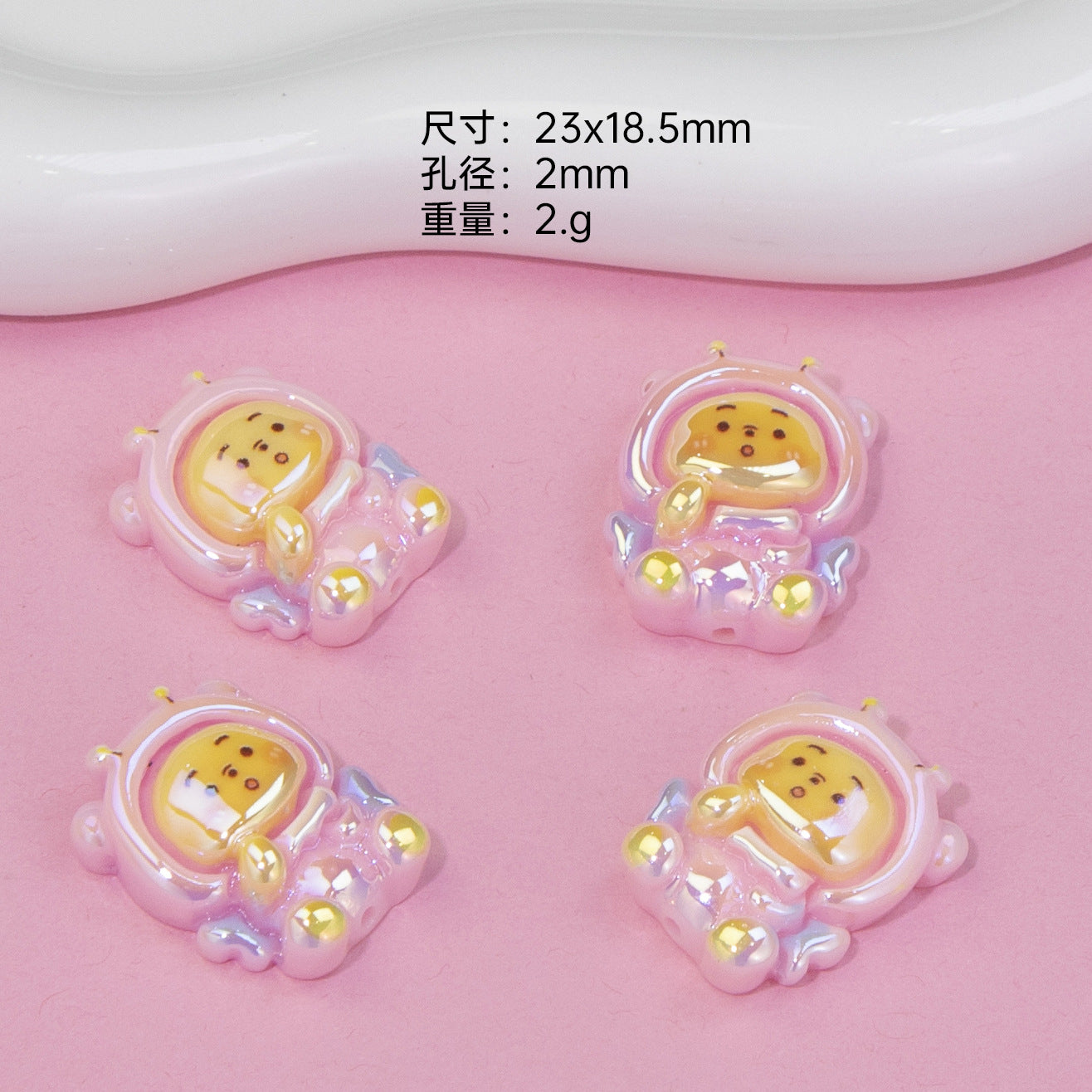 Glossy Pastel Resin Bear Resin Beads Playful Charm 10pcs 6