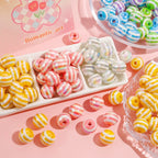 UV Plating Striped Resin Beads 11mm Glossy Round 20pcs