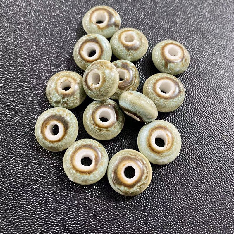 Ceramic UFO Spacer Beads 12mm Vintage Fambe Blaze 40pcs 15