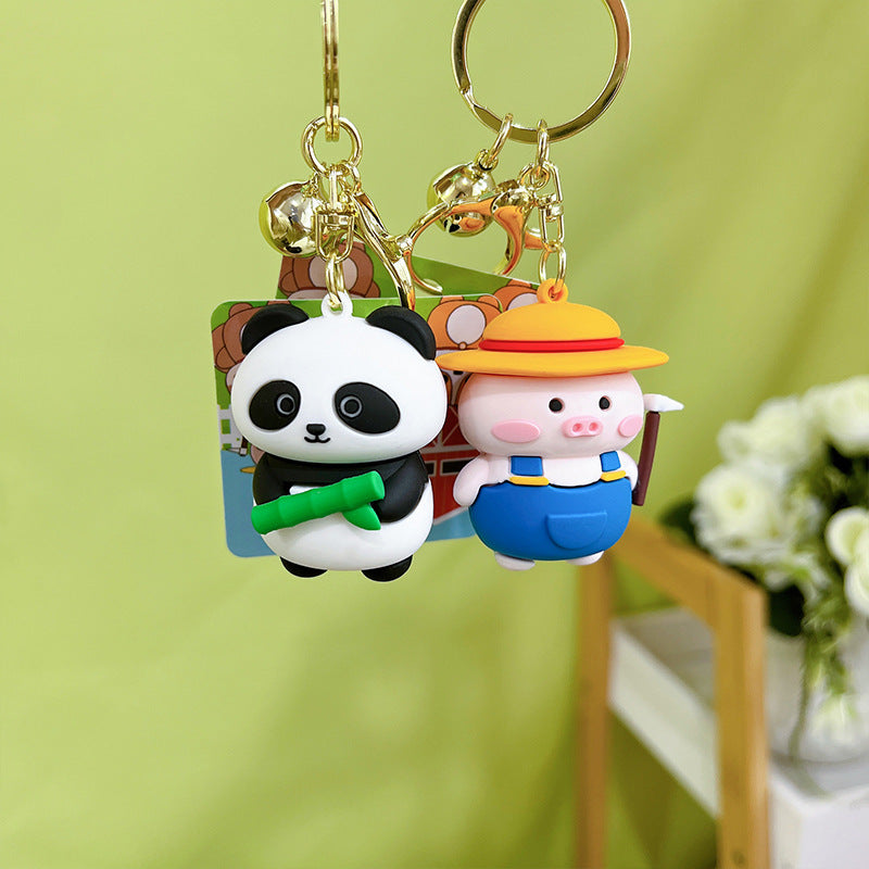 Resin Animal Farm Dog Keychain Silicone Cute Chubby Design 3