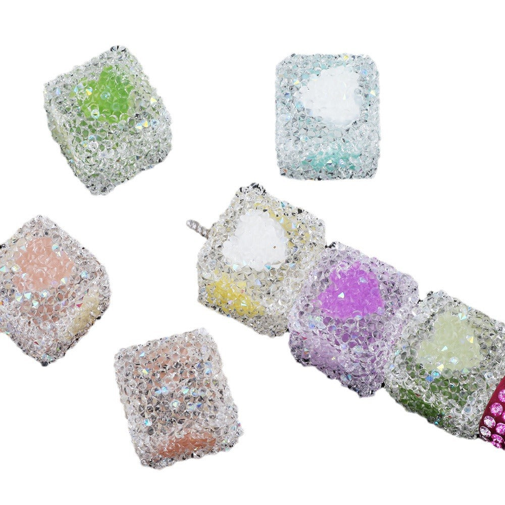 Crystallized Sugar Texture Heart Acrylic Beads 16mm Colorful 10pcs 4