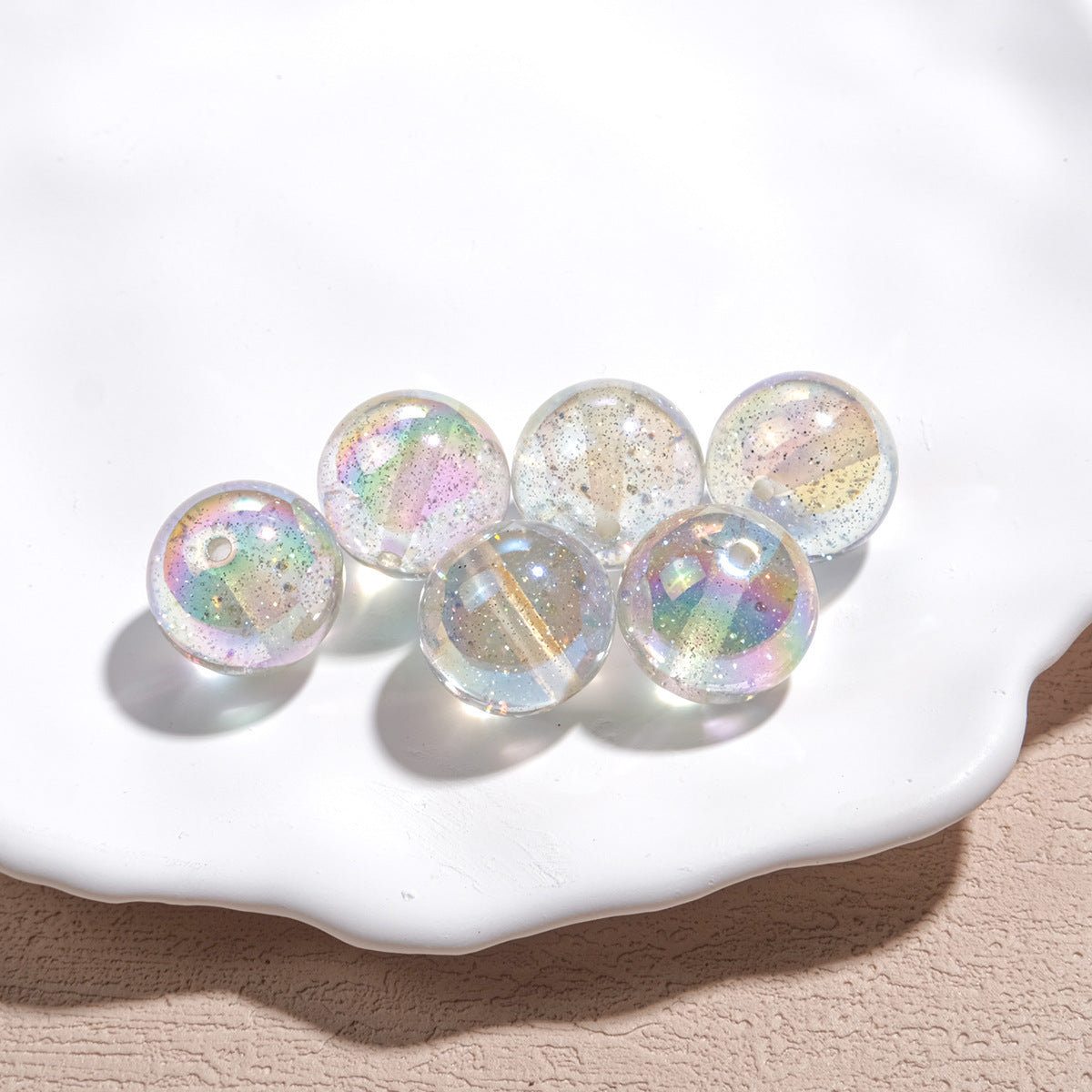 Shimmer Resin Beads 16mm Round UV Plating Glitter Effect 20pcs 5
