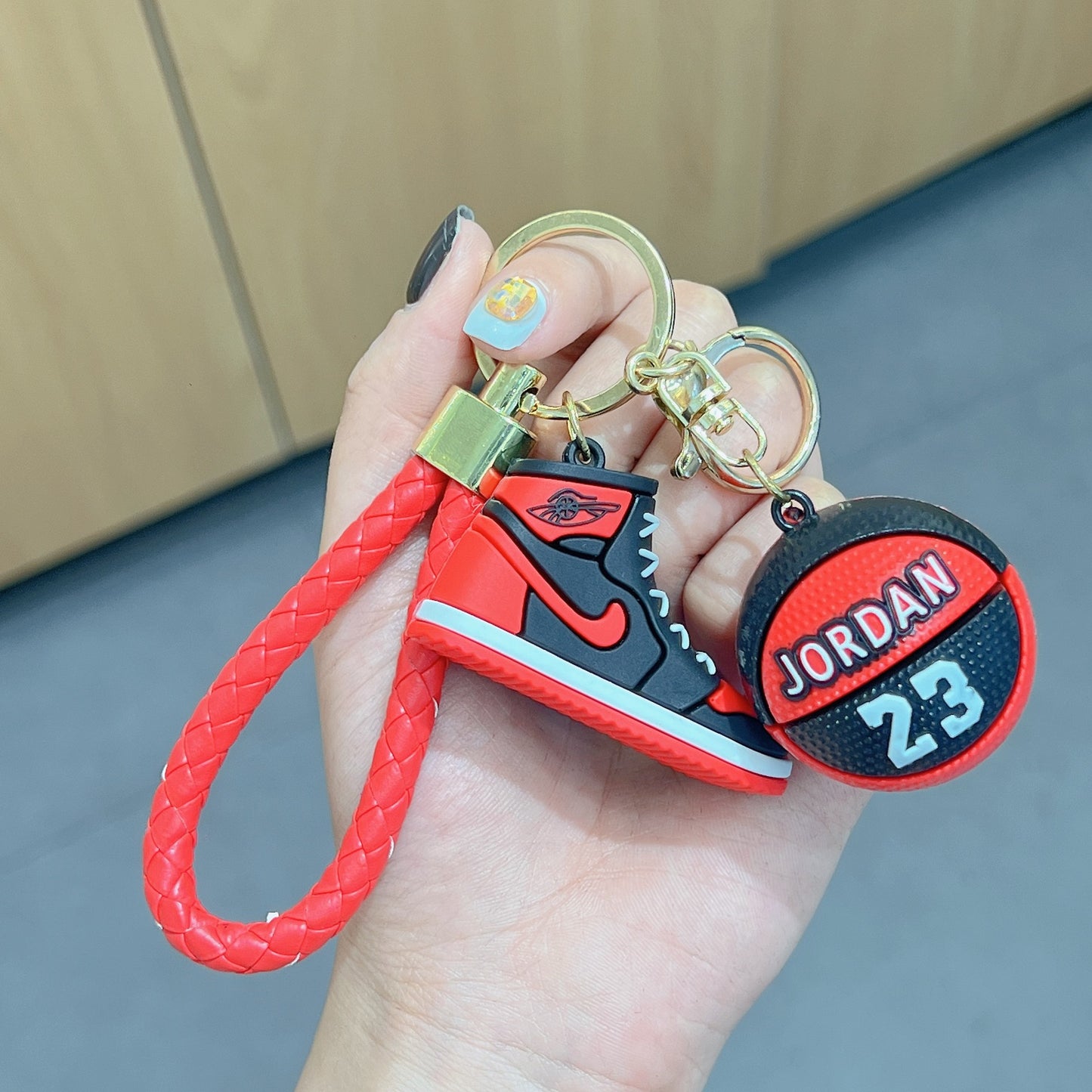 Basketball Shoe Keychain PVC Mini Sneaker Purple Yellow Black 6