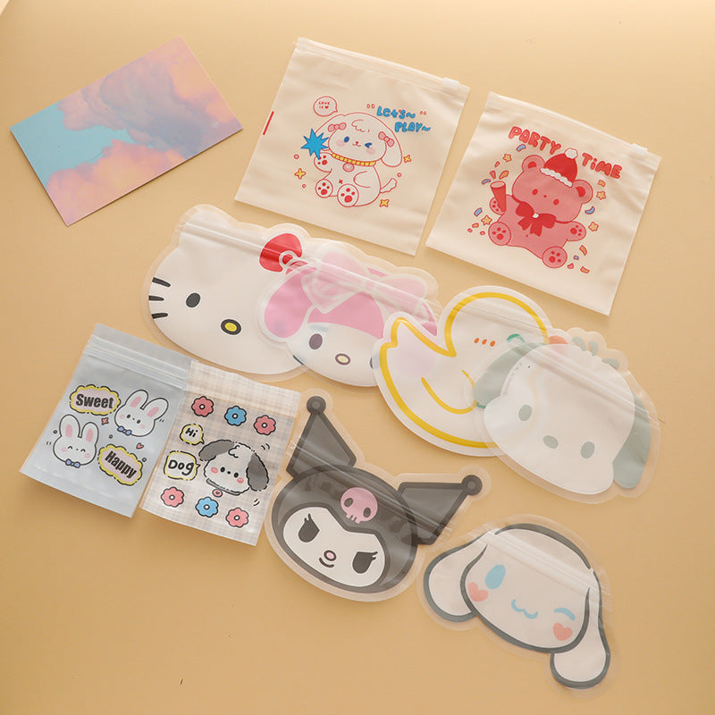 Sanrio Series Zip Lock Plastic Bags Cute Character Design 5pcs