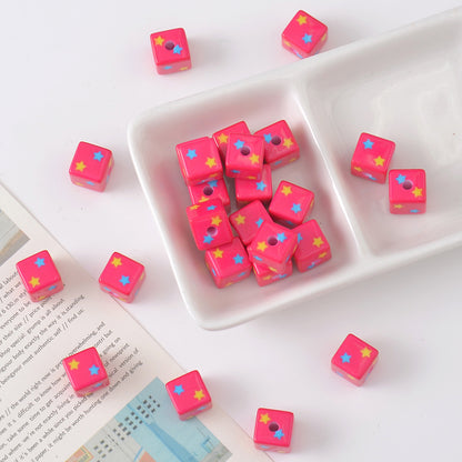 Star Acrylic Square Beads 10mm Colorful Tiny 10pcs 3