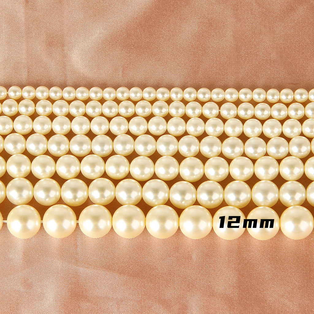 Pearl Glass Beads Round 5-12mm Yellow Imitation 10pcs 11
