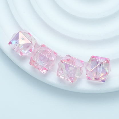 Transparent Irregular Faceted Acrylic Square Beads 12mm UV Plating 100pcs 8