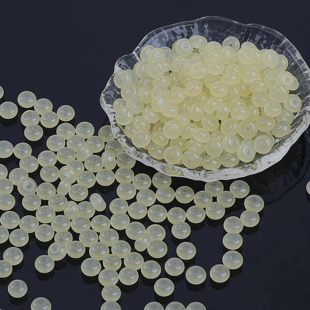 Glass Rondelle Spacer Beads 8mm Semi Transparent Imitation Jade 100pcs 3