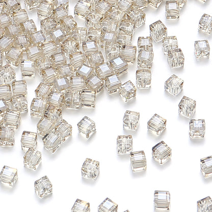 Transparent Square Glass Beads 8mm Iridescent Colors 50pcs 16