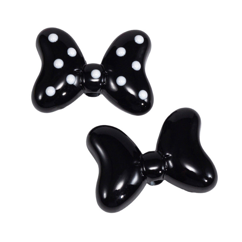 Sweet Polka Dotted Bow Acrylic Beads 29mm Colorful Mixed 10pcs 15