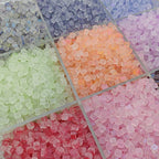 Transparent Sugar Cube Glass Beads 7mm Frosted Pastel 50pcs