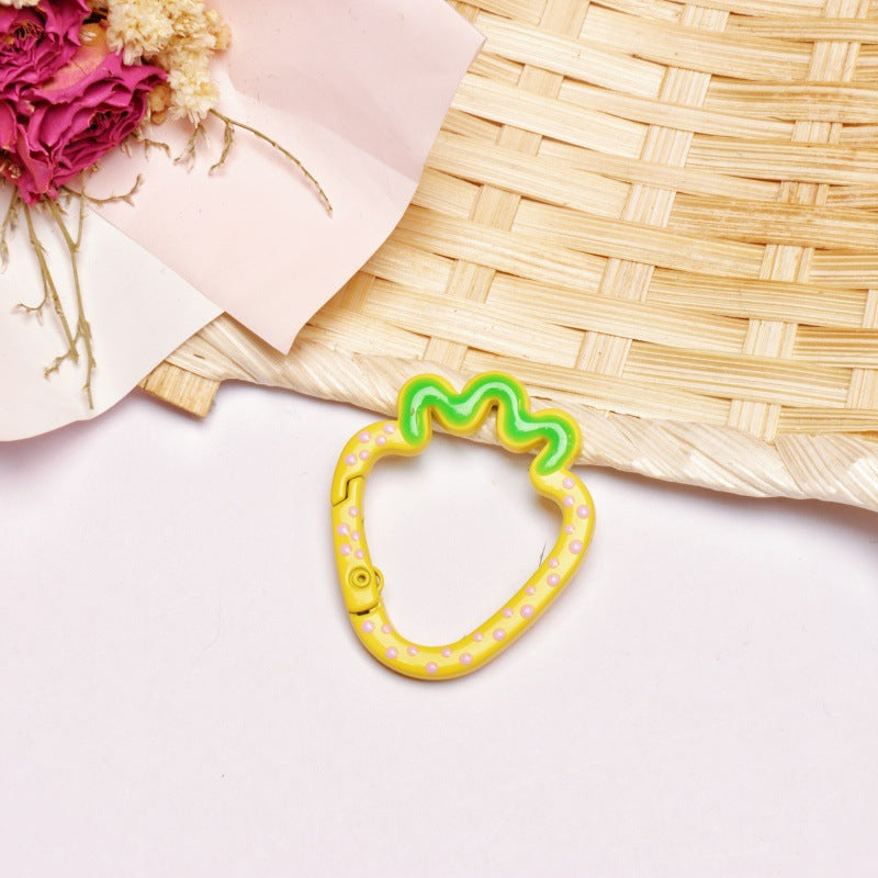 Alloy 37mm Strawberry Shaped Trigger Spring Keyrings 4pcs 12