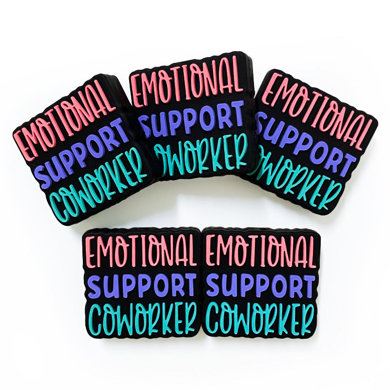 Silicone Focal Beads Emotions Bold Hand Lettered Text 20pcs 3