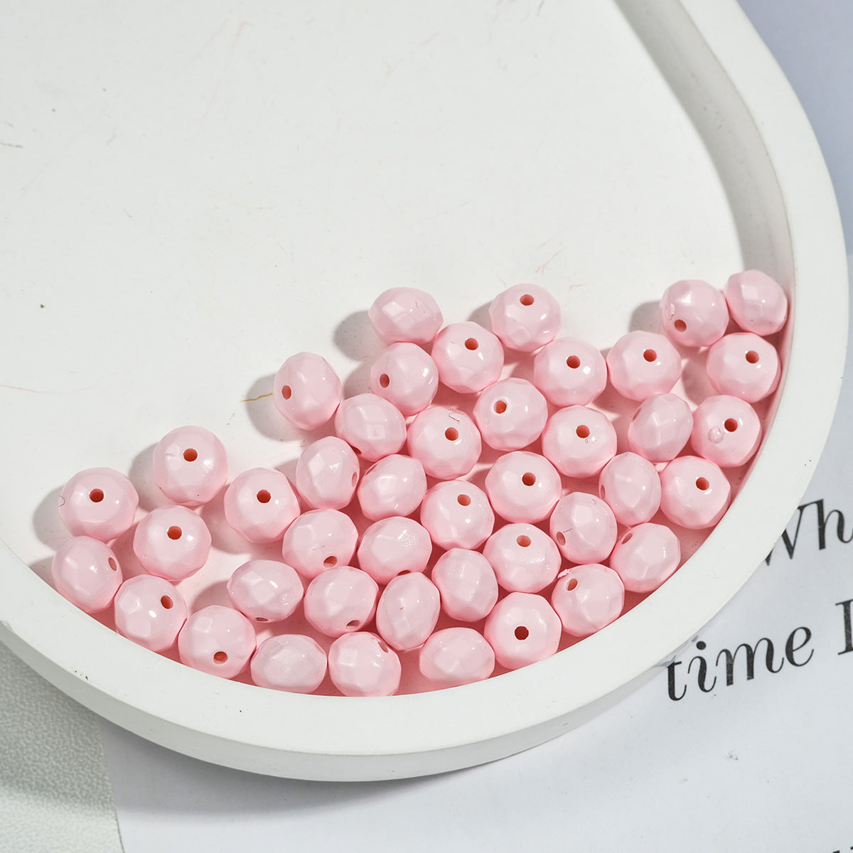 Acrylic Faceted Spacer Beads 8mm Baking Painted Solid Color 50pcs 19
