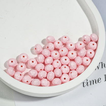 Acrylic Faceted Spacer Beads 8mm Baking Painted Solid Color 50pcs 19