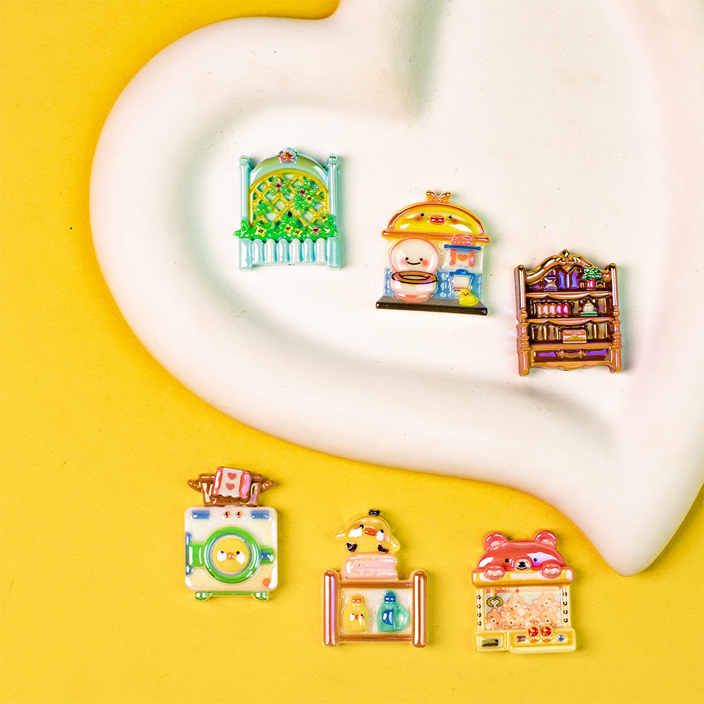 Plating Miniature Furniture Resin Beads Cute Animal Design 10pcs 2